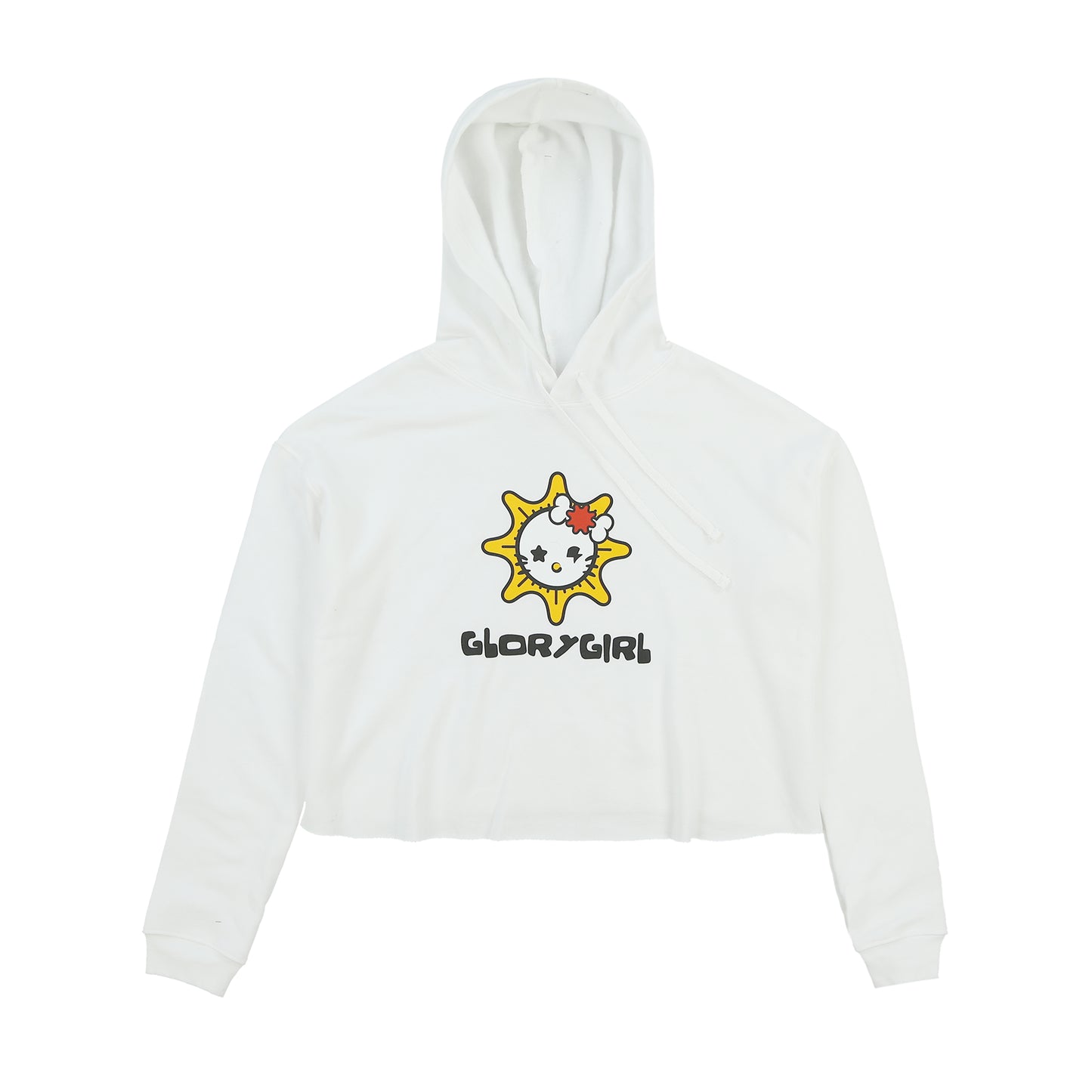Glo Kitty Crop Hoodie (White)
