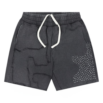 Glo Man Rhinestone Shorts (Charcoal Wash)