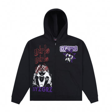 Glo Sun Logo Purple Vert Zip Up Hoodie (Black)