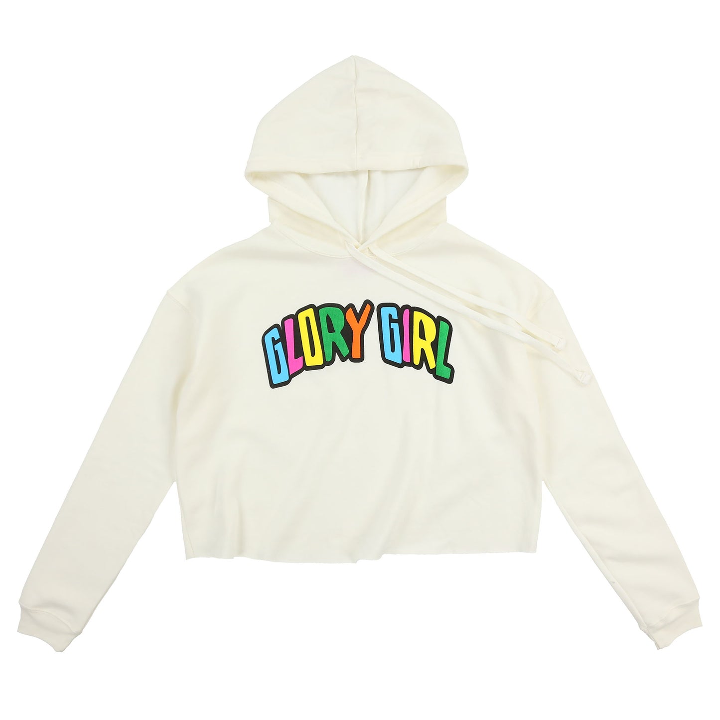 Glory Girl Multi Color Crop Hoodie (Swiss White)