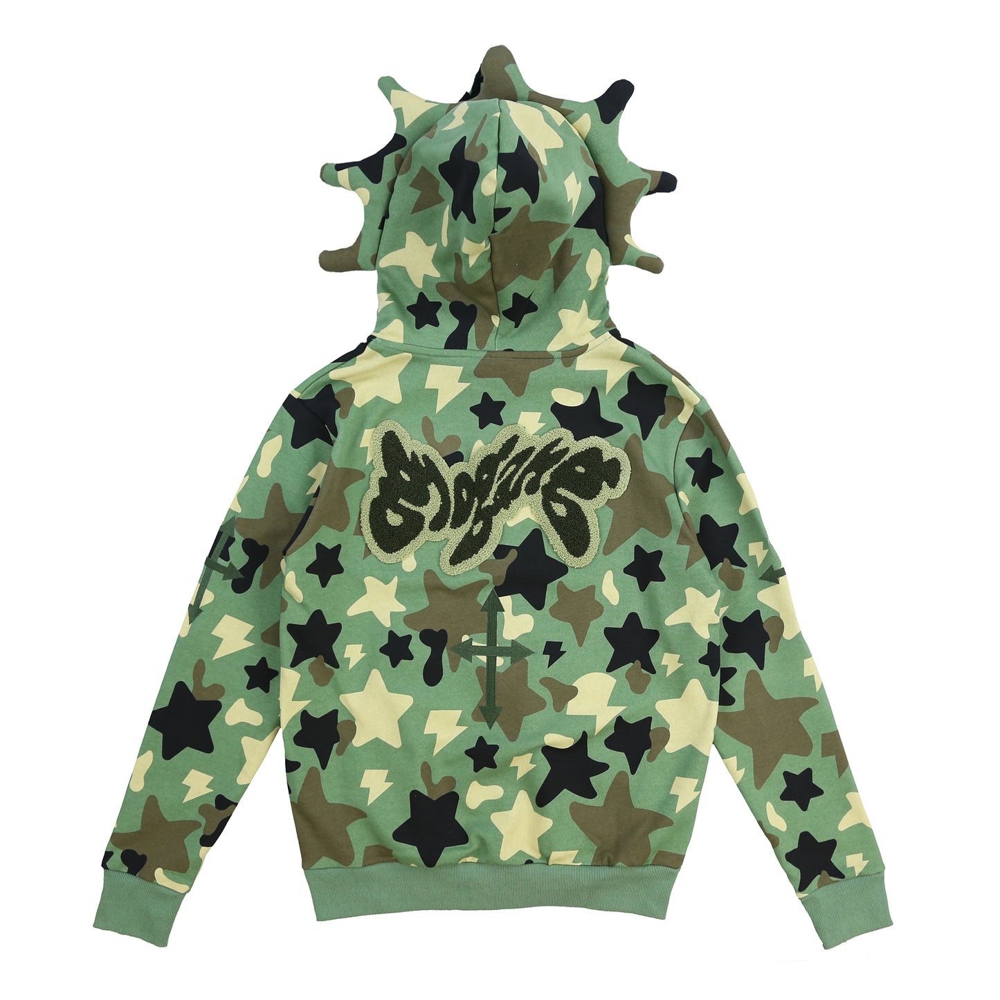 Glo Man Zip Star Bolt Hoodie (Green Camo)