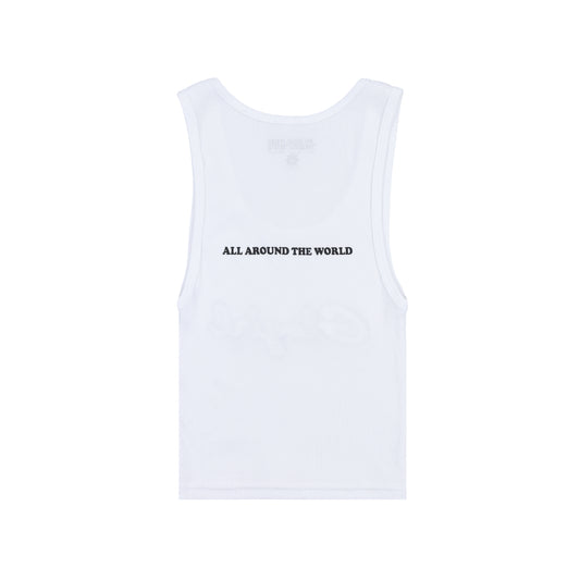 All Around the World Glo Girl Tank Top (White)