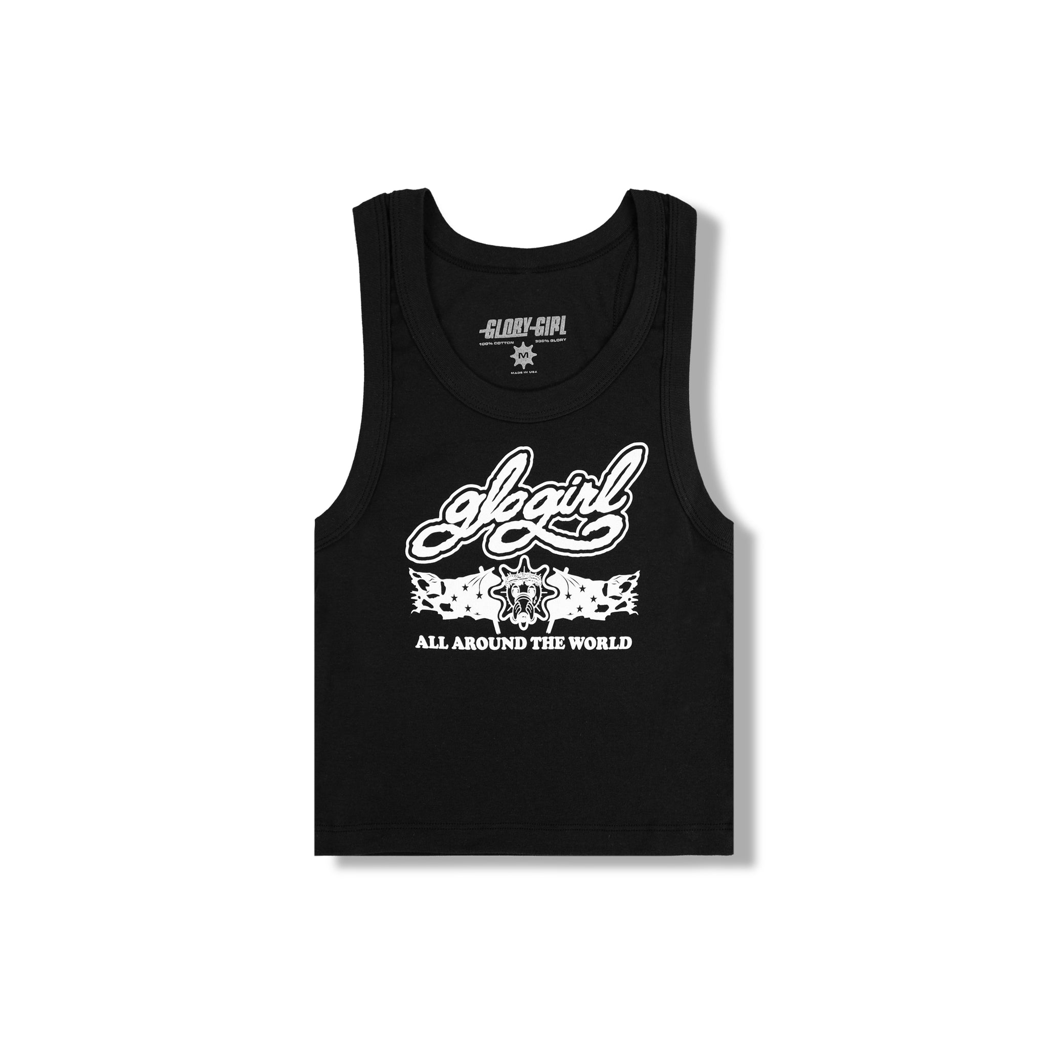 Glo Girl Flag Crop Tank (Black)