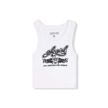 Glo Girl Flag Crop Tank (White)