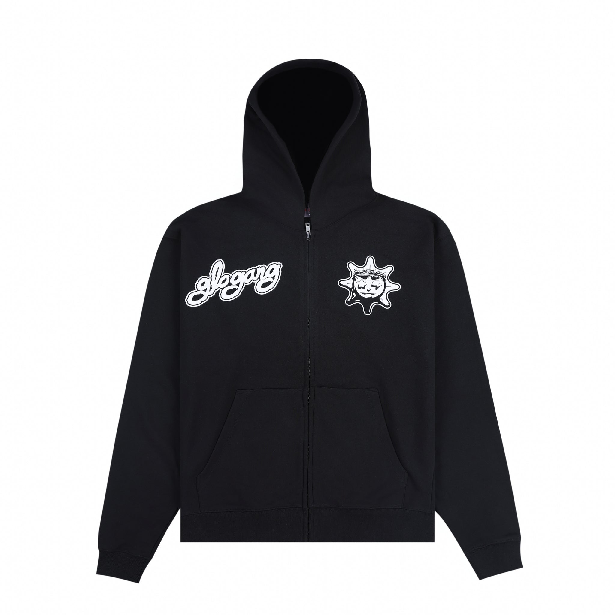 Glo Gang Font Logo Zip Up Hoodie (Black)