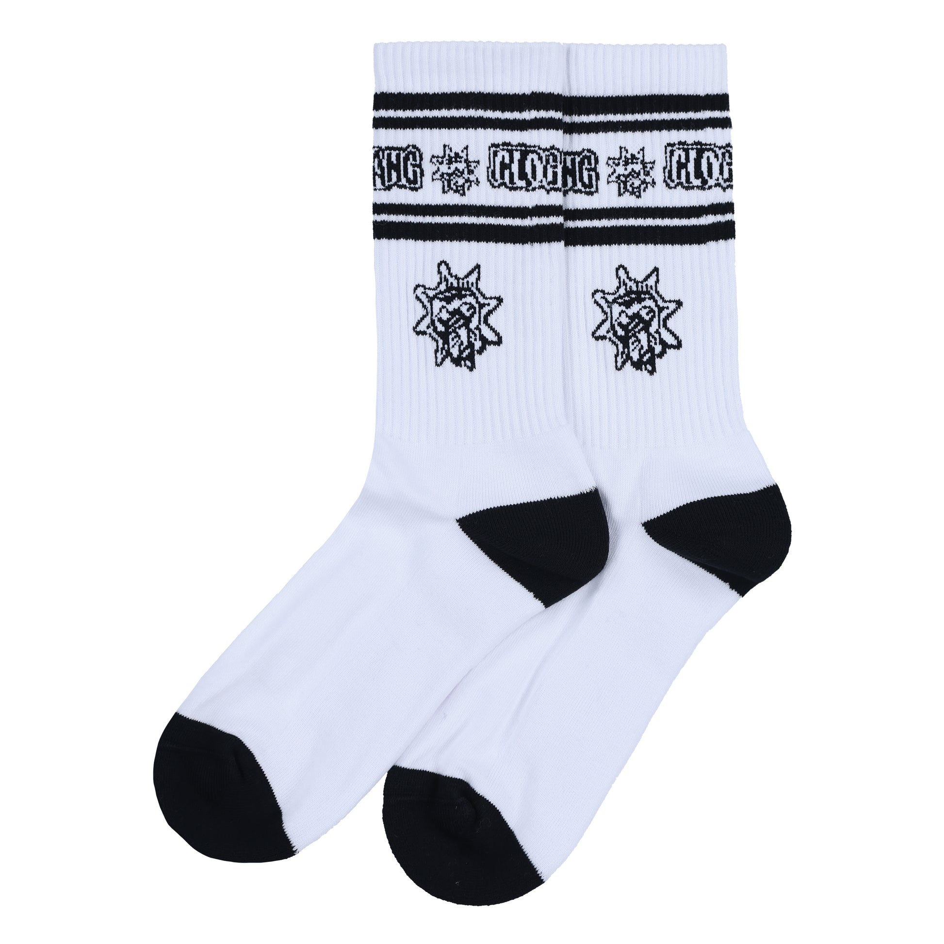 Glo Gang Logo Stripe Socks (White)