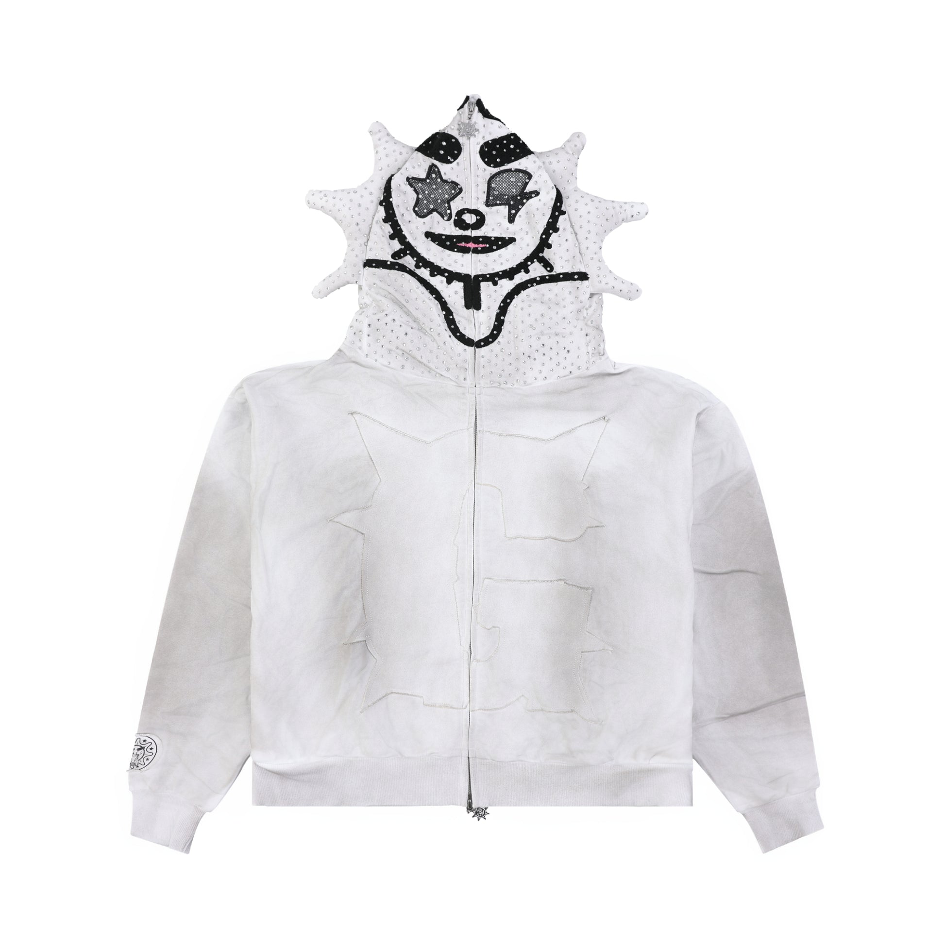 Glo Man Rhinestone Hoodie (Dirty White)