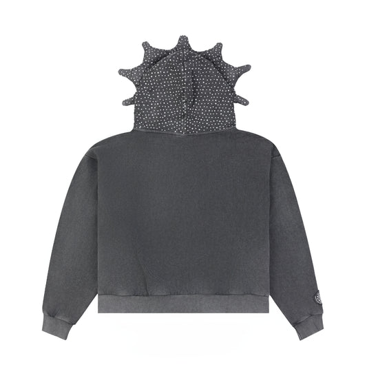 Glo Man Rhinestone Hoodie (Charcoal Wash)