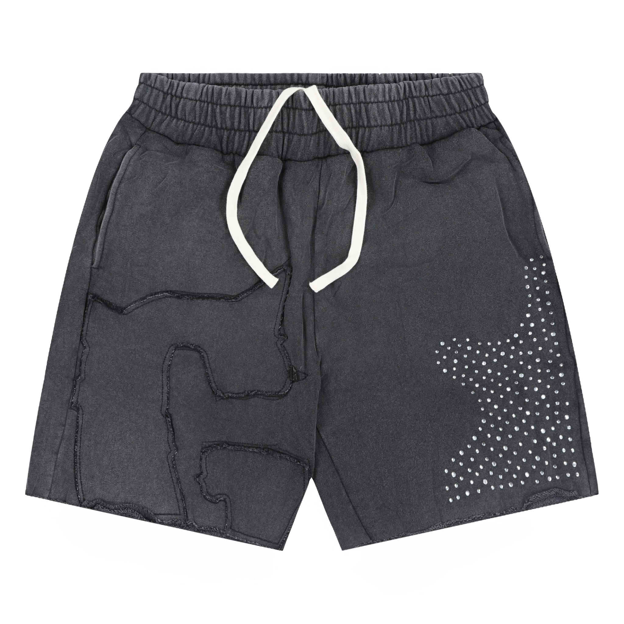 Glo Man Rhinestone Shorts (Charcoal Wash)