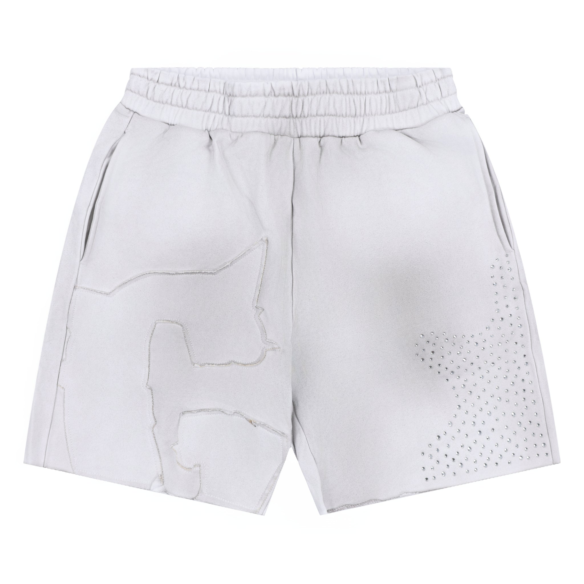 Glo Man Rhinestone Shorts (Dirty White)
