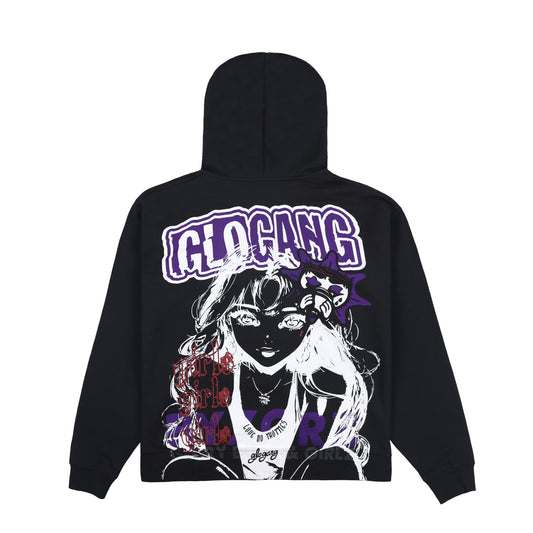 Glo Sun Logo Purple Vert Zip Up Hoodie (Black)