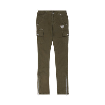 Glo Gang Zip Godet Flare Pant (Olive)