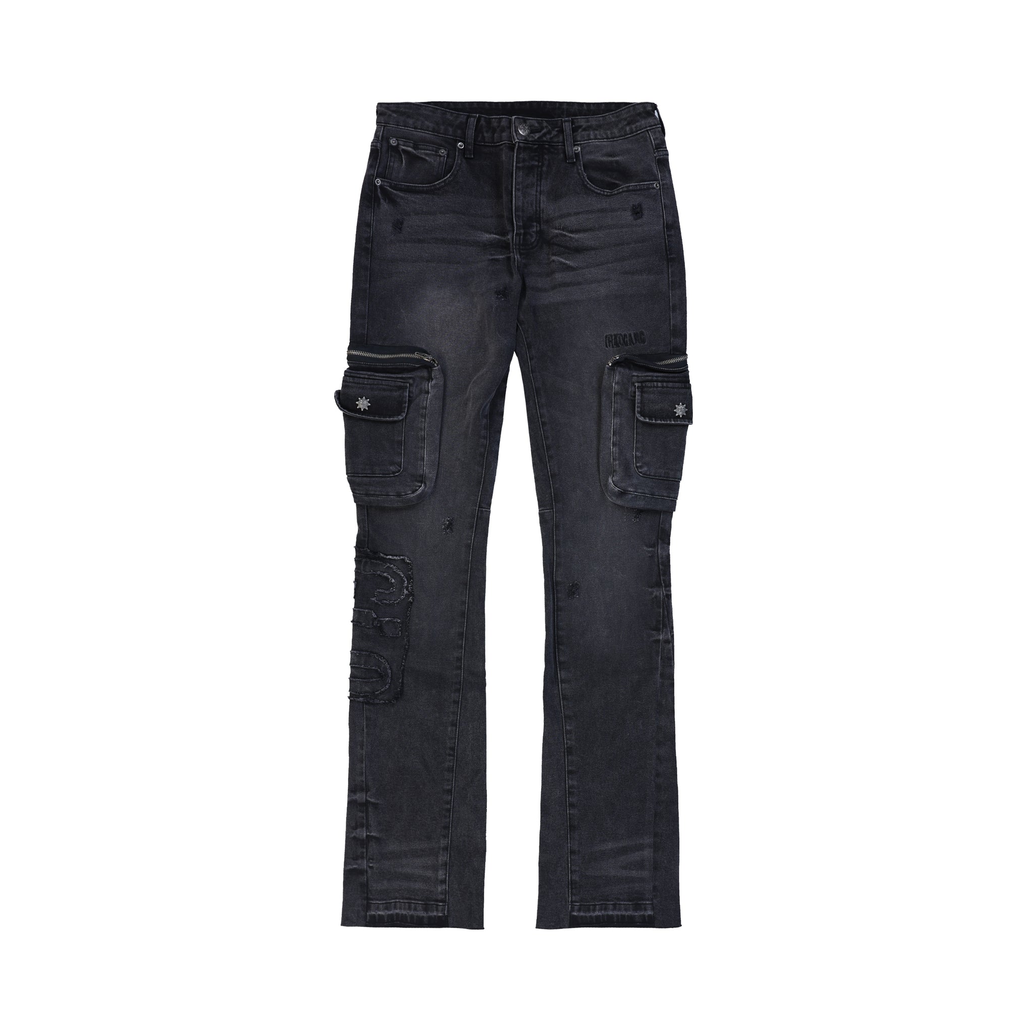 Glo Gang Denim Cargo Flare (Black)