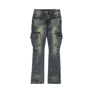 Glo Gang Denim Cargo Flare (Indigo Denim)