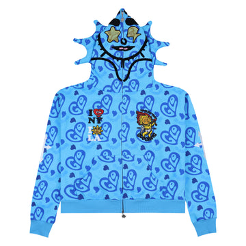 I Heart Glo Full Zip Hoodie (Blue)