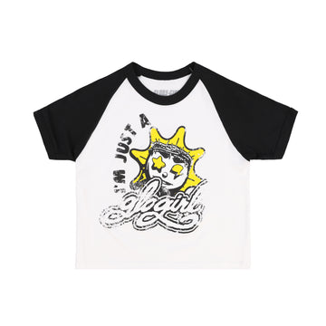 I'm Just A Glo Girl Raglan Tee (Black/White)