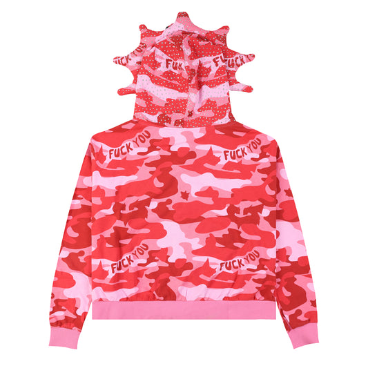 F*ck You Full Zip Rhinestone Hoodie (Pink Camo)