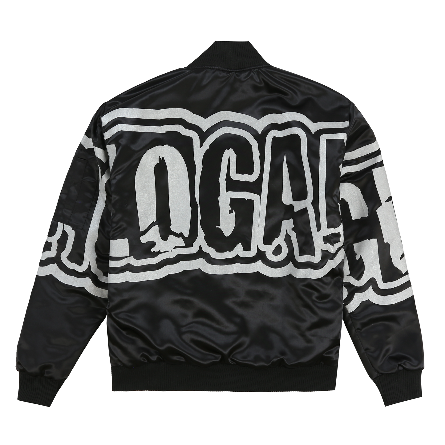 Glo Gang Oversized Font Logo Bomber Jacket (Black)