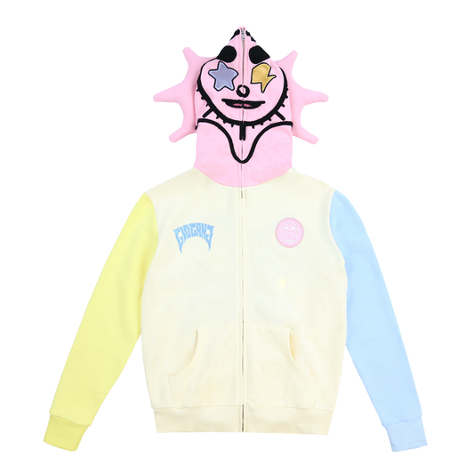 Glo Man Zip Hoodie (Pastel Yellow/Pink/Blue)