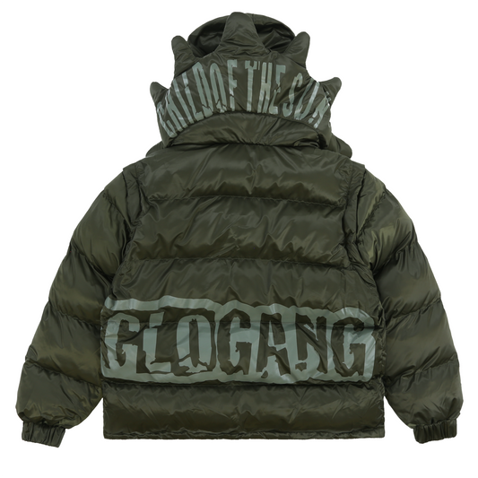 Glocler Flare Collar Puffer Jacket (Olive)