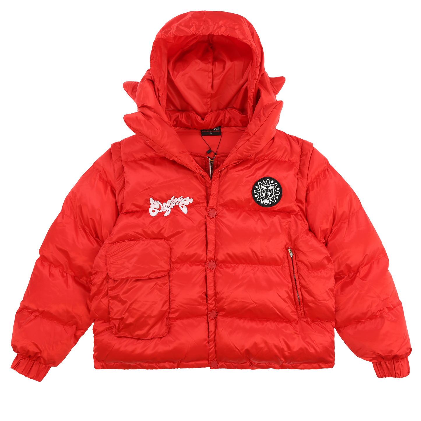 Glocler Flare Collar Puffer Jacket (Red)