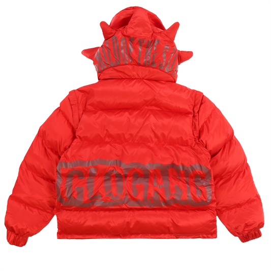 Glocler Flare Collar Puffer Jacket (Red)