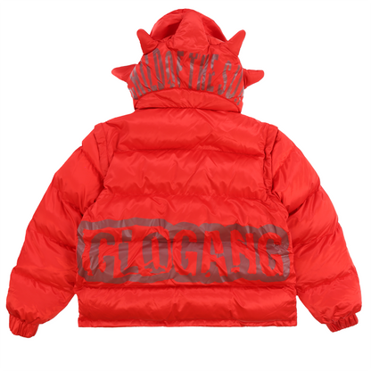 Glocler Flare Collar Puffer Jacket (Red)