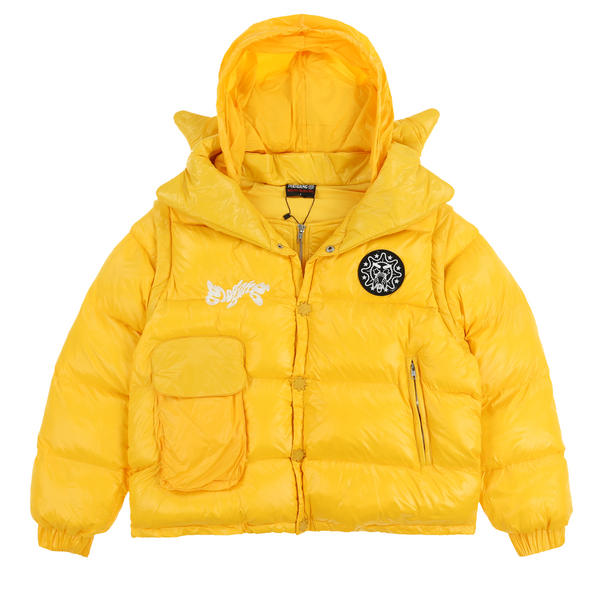 Glocler Flare Collar Puffer Jacket Yellow