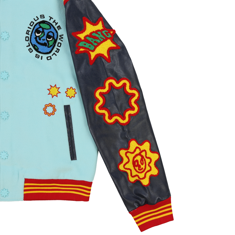 Glorious Galaxy Varsity Jacket (Turquoise) – Glo Gang Worldwide